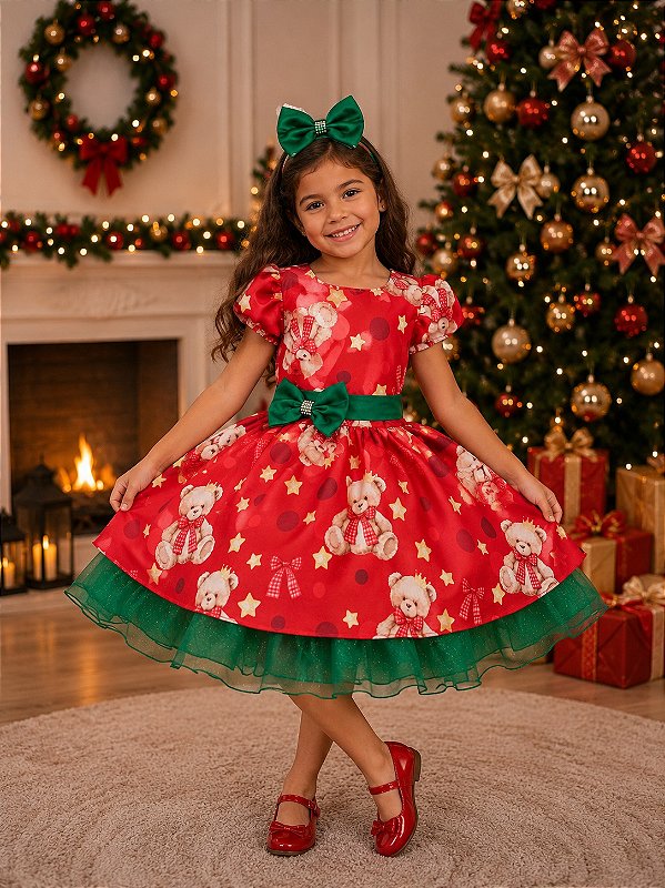 Vestido Banana Club Encanto de Natal Vermelho