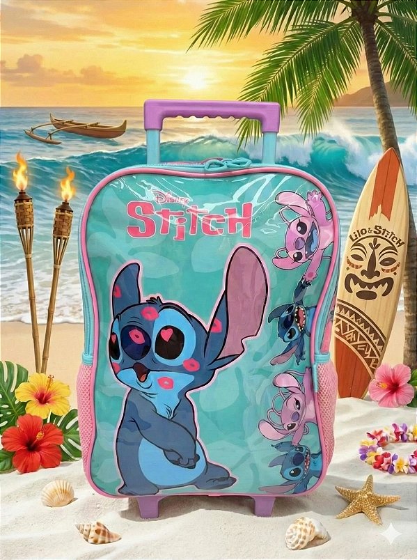 Mochila Rodinha Stitch e Angel