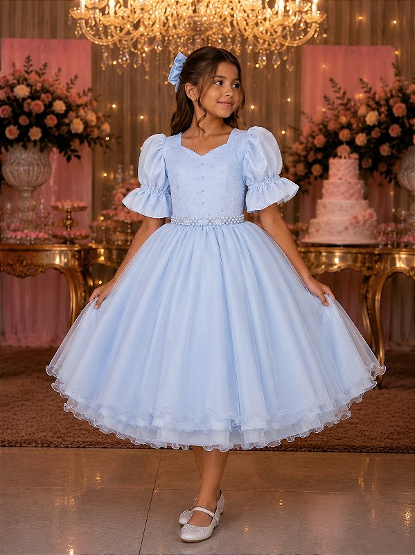 Vestido Bella Child Priscila Azul Bebe
