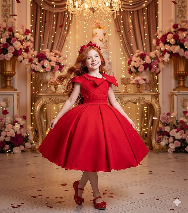 Vestido Bella Child Ravena Vermelho
