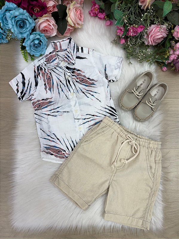 Conjunto Meninos Lucas Banana Club Shorts Linho