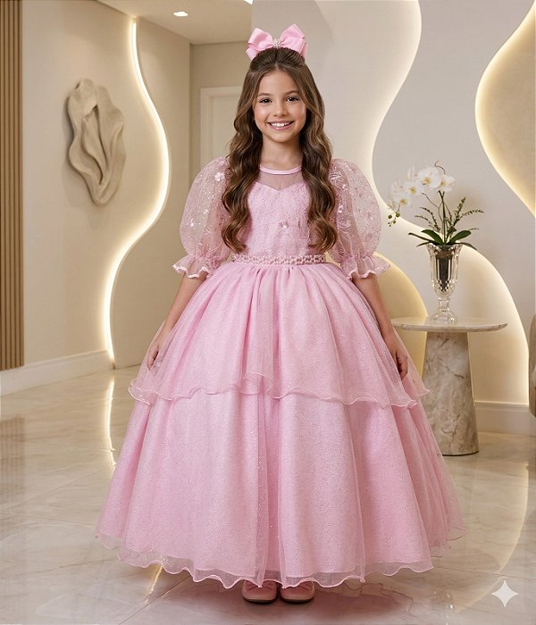 Vestido Bella Child Longo Eva Rosa Bebe