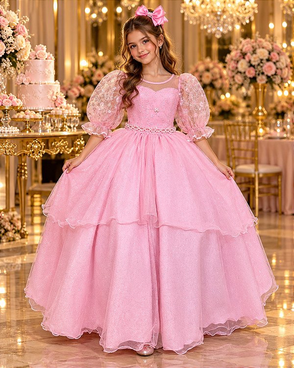 Vestido Bella Child Longo Eva Rosa Bebe