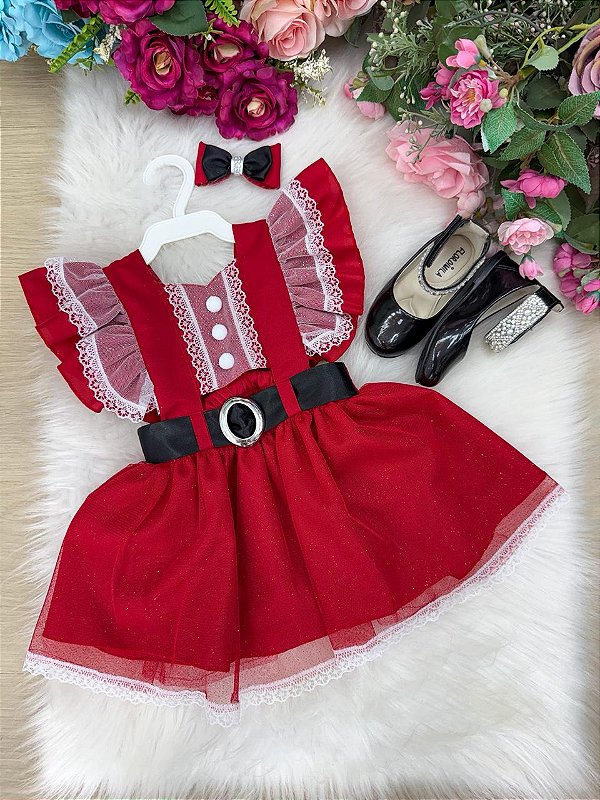 Romper/Vestido Princesa Belli Noel Vermelho - Natal