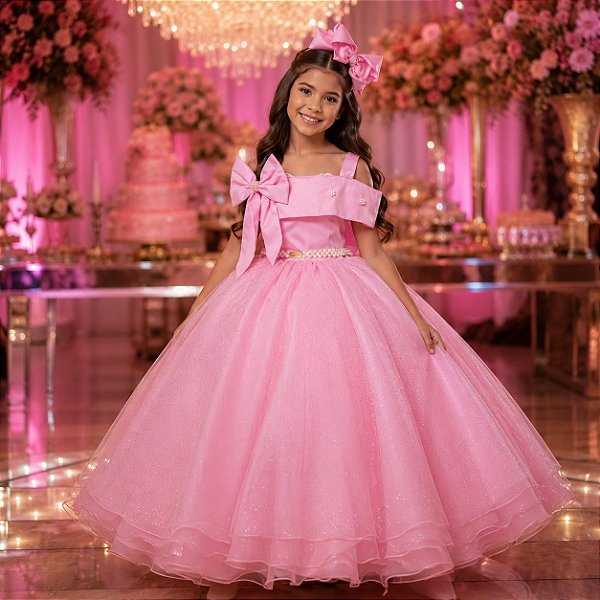 Vestido Banana Club Longo Doce Elegancia Rosa