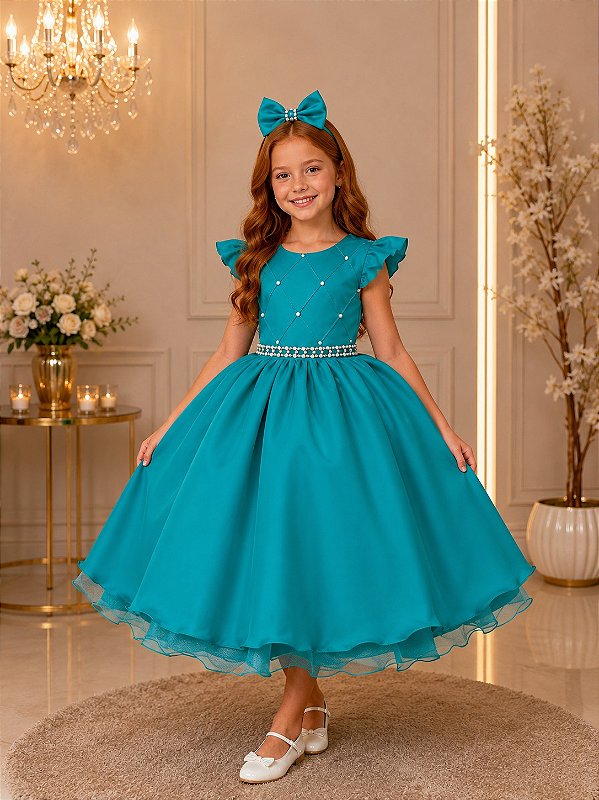 Vestido Ysa Kids Francine Verde Jade