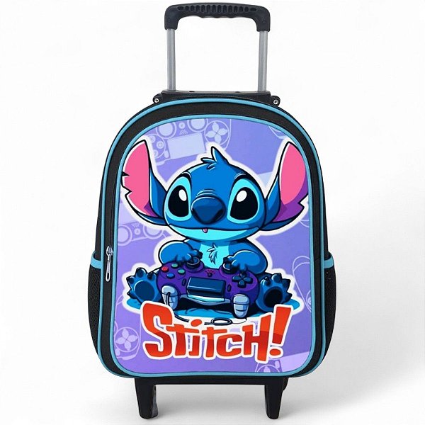 Mochila Rodinhas Stitch Masculino + Estojo de Brinde