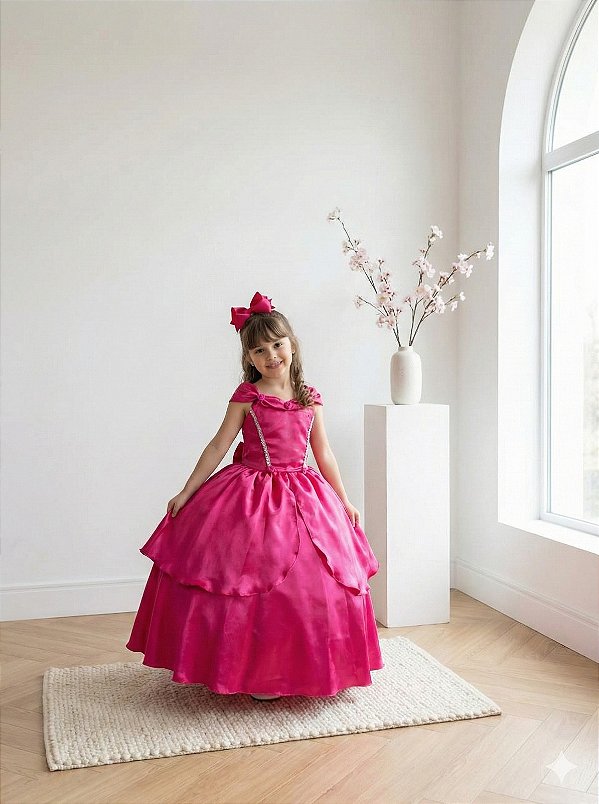 Fantasia Longa Princesa Belli Aurora A Bela Adormecida Pink