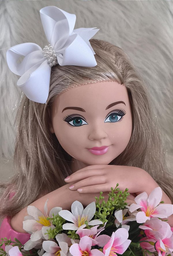 Laço Belli Bico de Pato Branco Miolo de Perolas