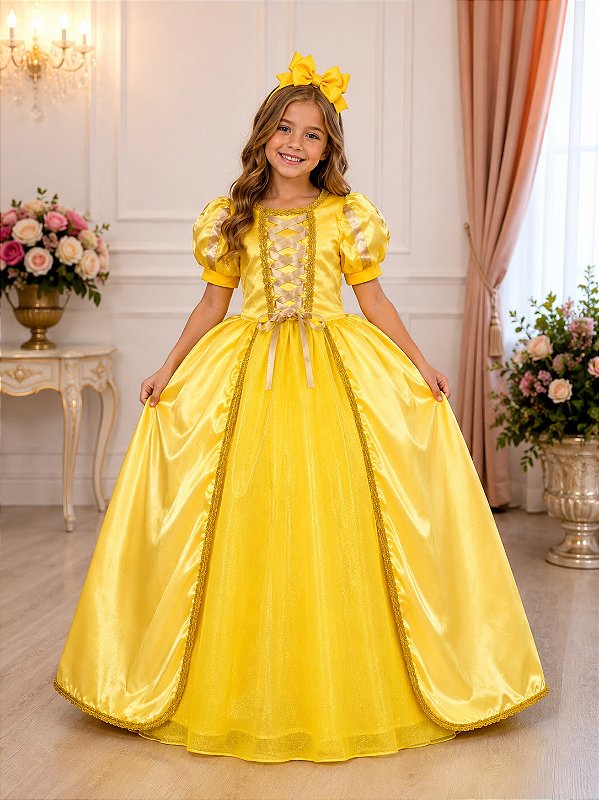 Fantasia Princesa Belli Princesa Amarela Longa Modelo 3