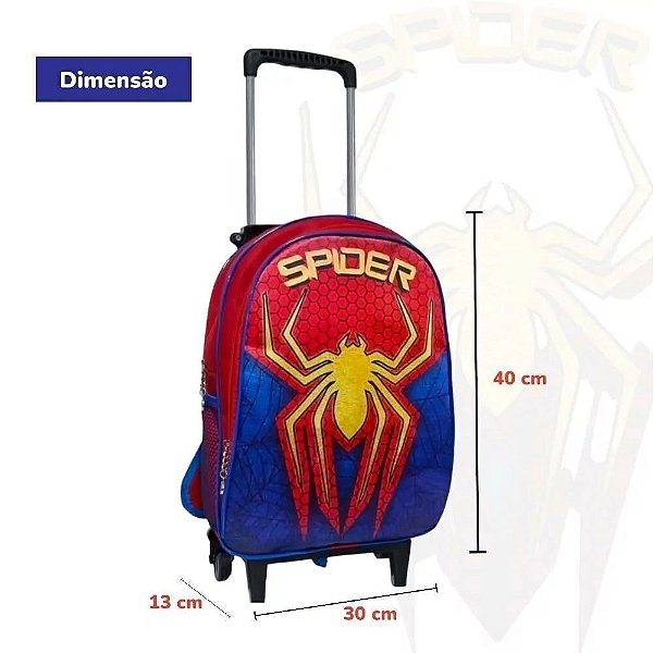 Mochila Rodinhas Homem Aranha + Lancheira + Estojo