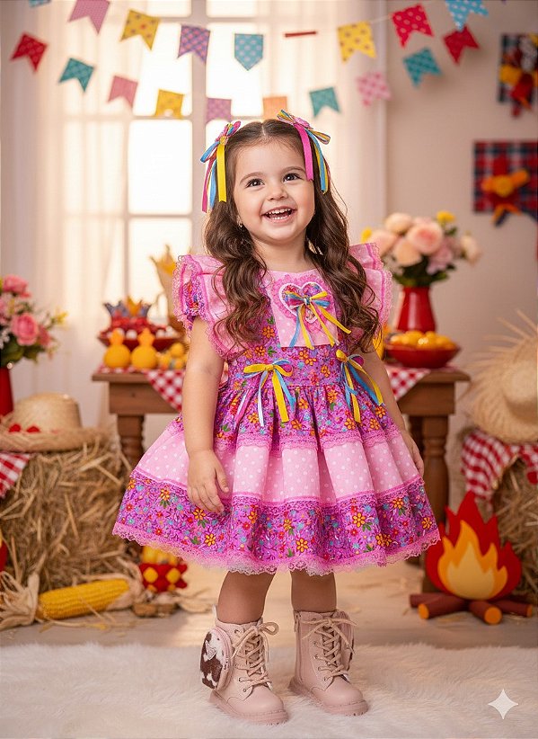 Romper/Vestido Princesa Belli Junino Florzinha do Arraiá