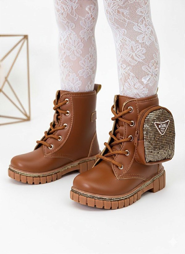 Bota/Coturno Nilqi Malu Bolsinha Cano Baixo Marrom-Caramelo