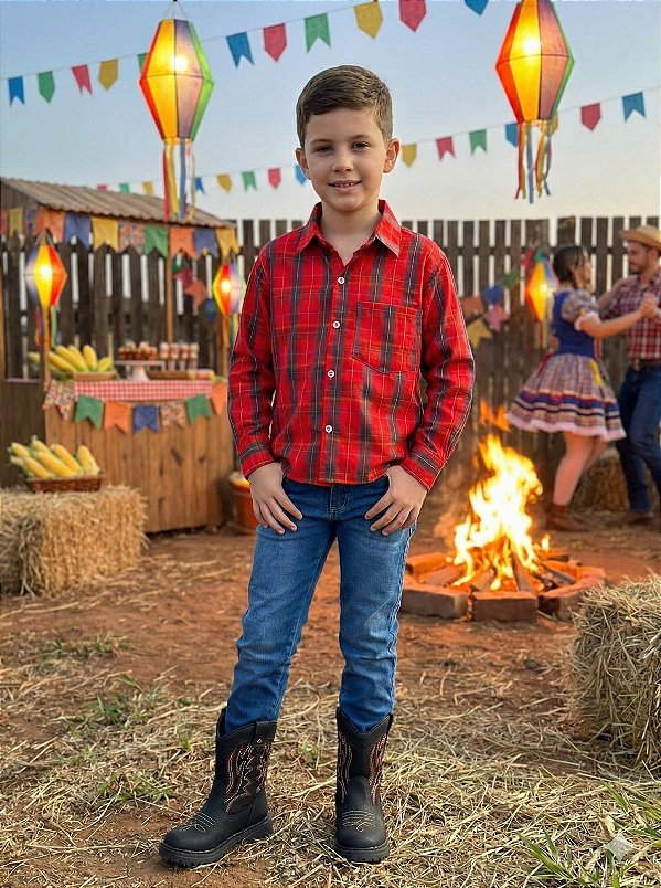 Camisa Xadrez Junina Noah Vermelho