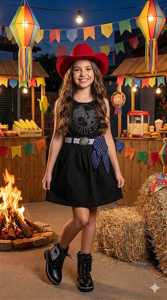 Vestido Blogueirinha Boiadeira do Sertão Preto