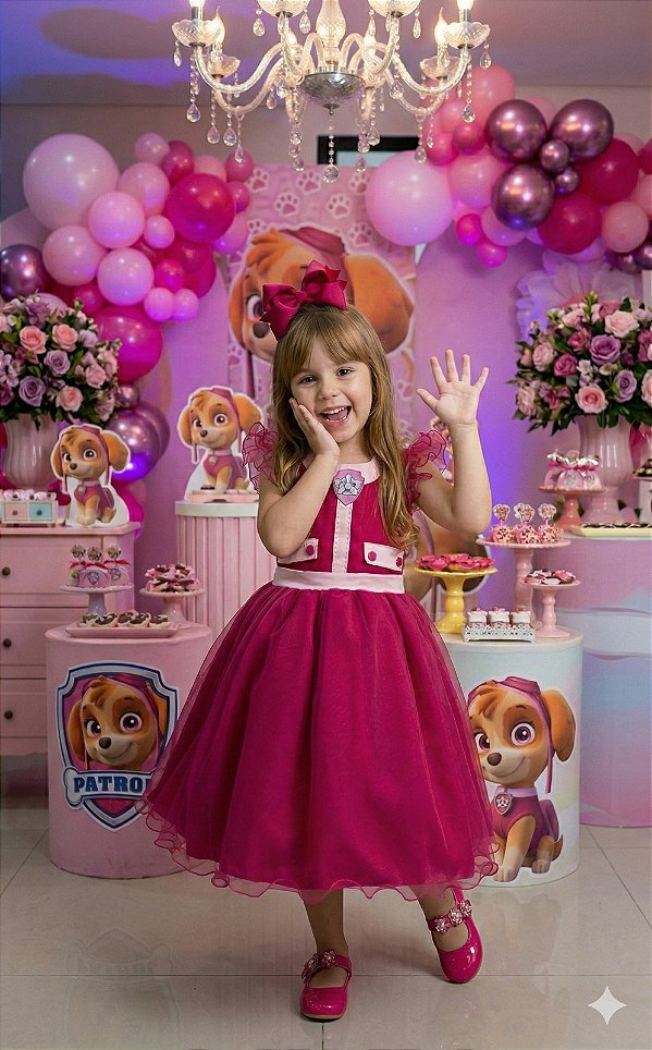 Vestido Mini Miss Temático Patrulha Canina - Sky