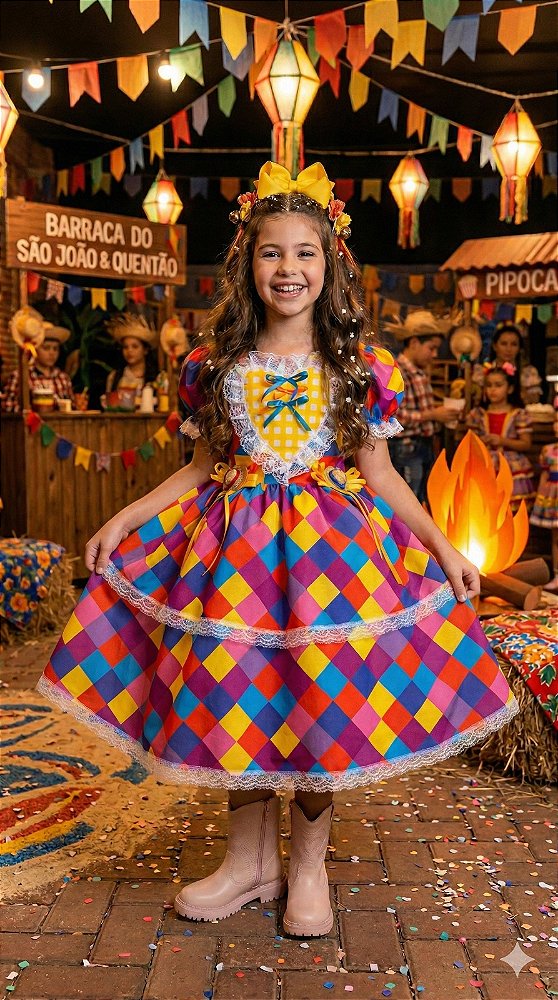 Vestido Marie Junino Coração Caipira