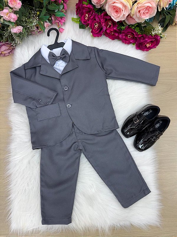 Conjunto Social Miss Cherry Jorge Terno Cinza Grafite