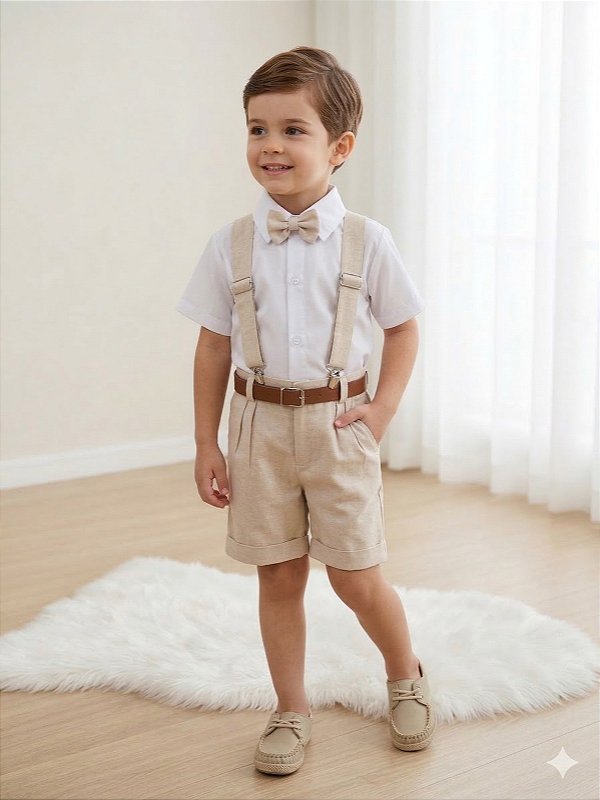 Conjunto Miss Cherry Social Linho Shorts Gustavo Modelo 2