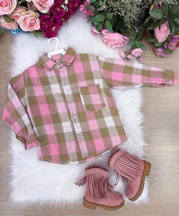 Camisa Flanelada Xadrez Junina Taylor Rosa