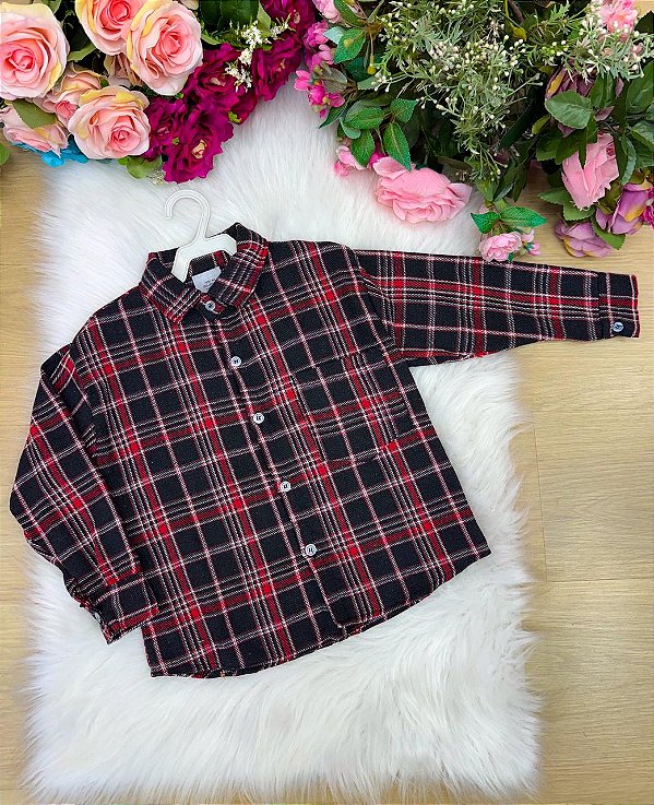 Camisa Flanelado Xadrez Junina Bento Preto