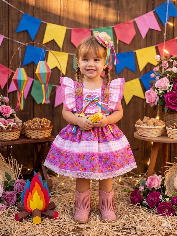 Romper/Vestido Princesa Belli Junino Quermesse Baby