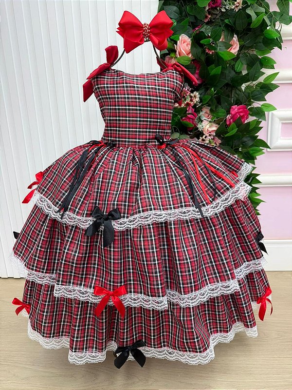 Vestido Marie Junino Luxo Xadrez Maria Eduarda