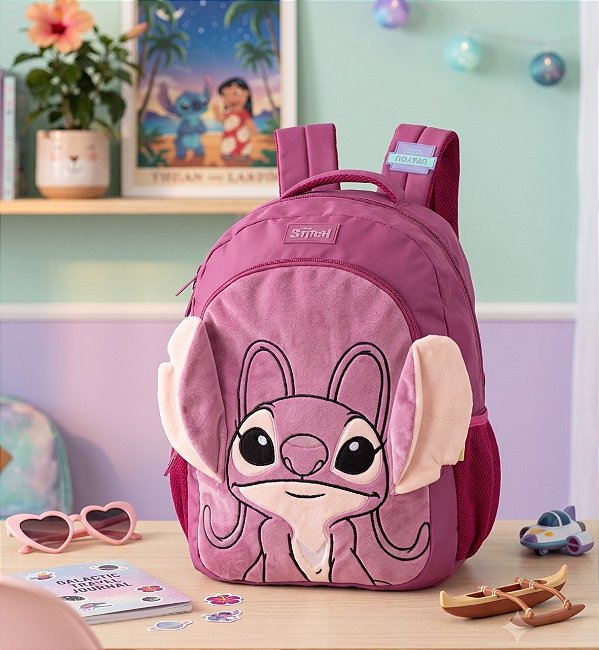 Mochila de Costa Angel Orelhinhas Pelucia Roxo