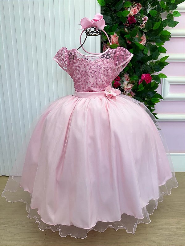 Vestido Mini Miss Longo Carol Rosa Bebe
