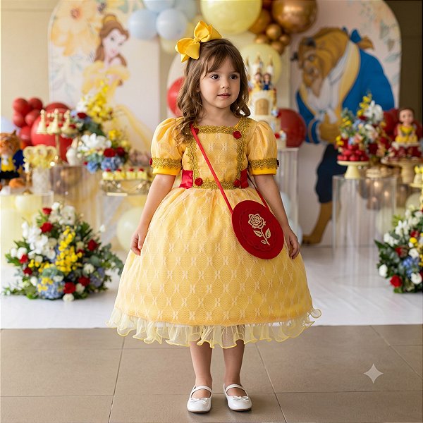 Fantasia Princesa Belli Doce Realeza Princesa Amarelo