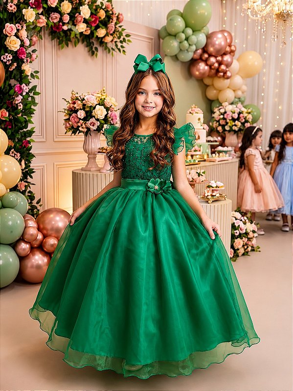 Vestido Mini Miss Longo Suzy Verde Bandeira