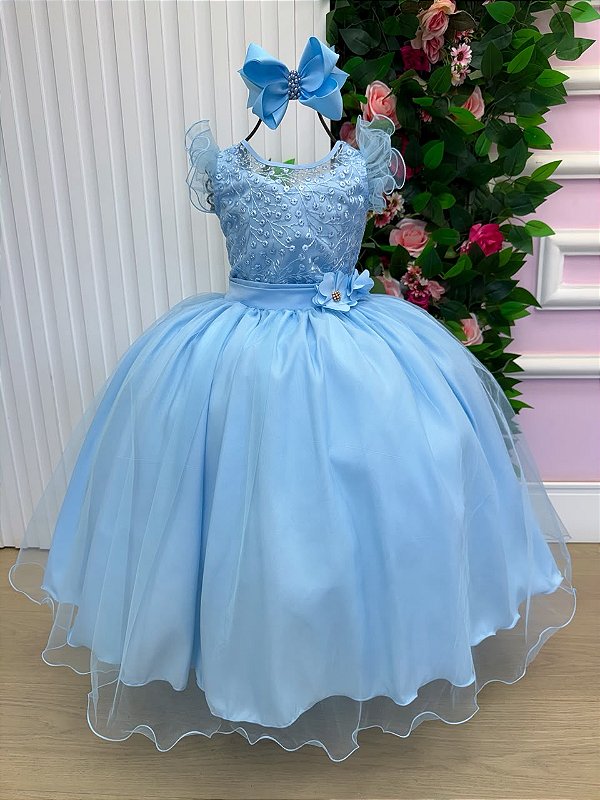 Vestido Mini Miss Longo Suzy Azul Bebe