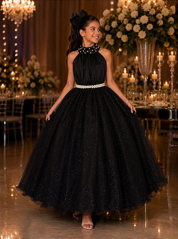 Vestido Banana Club Longo Âmbar Preto