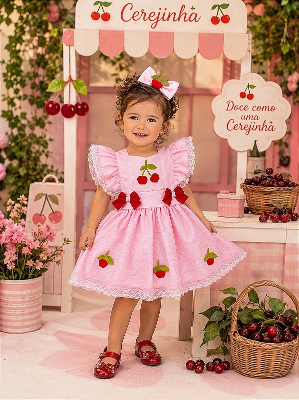 Romper/Vestido Princesa Belli Cerejinha - Cereja