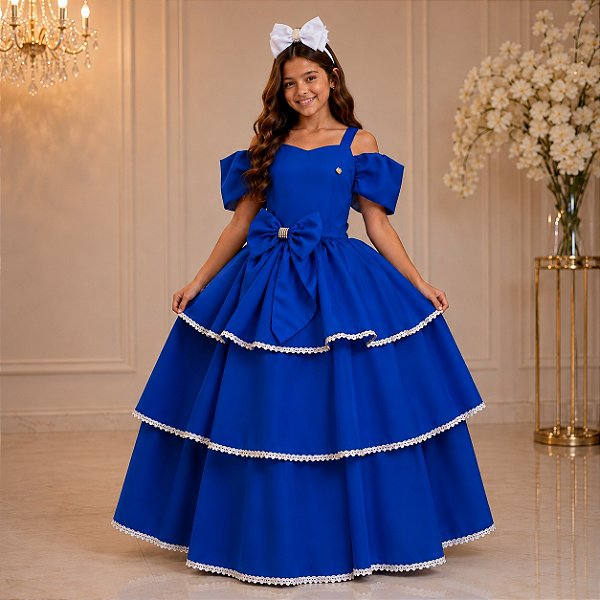 Vestido Banana Club Longo Safira Azul Royal