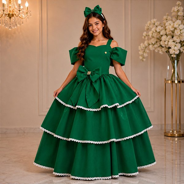 Vestido Banana Club Longo Safira Verde Bandeira