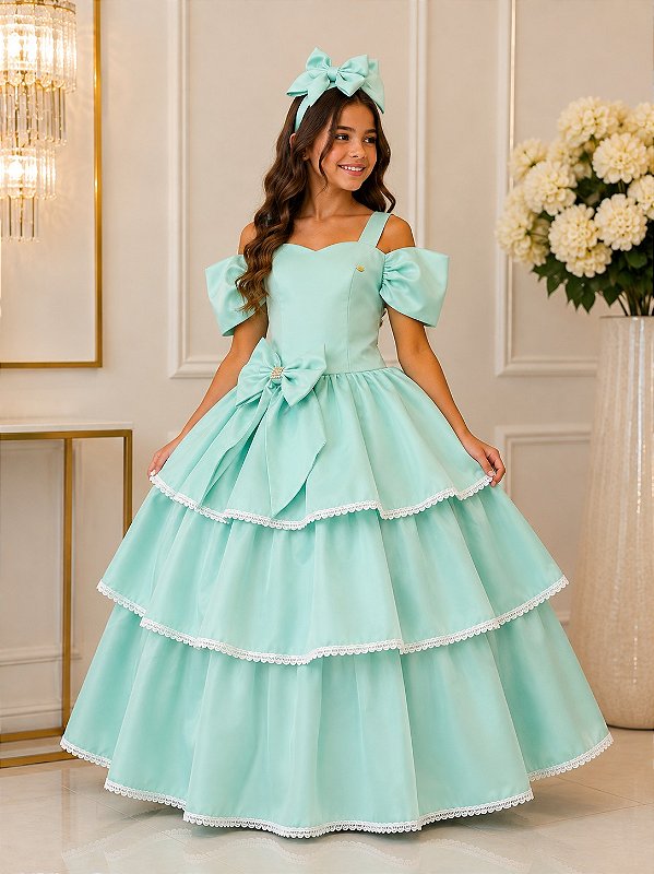 Vestido Banana Club Longo Safira Verde Menta