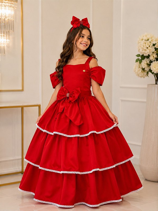 Vestido Banana Club Longo Safira Vermelho