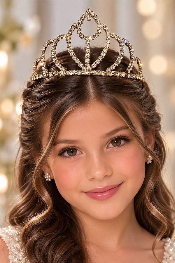 Coroa Belli Strass Dourada Monique