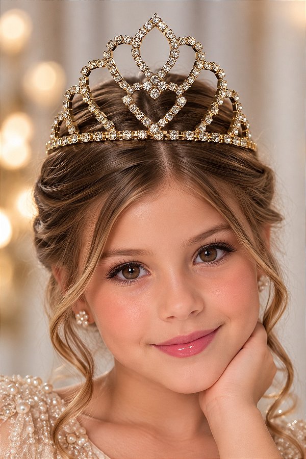 Coroa Belli Strass Dourada Diana