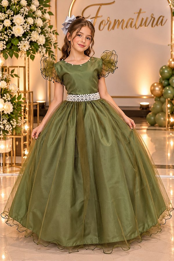 Vestido Marie Longo Amanda Verde Militar