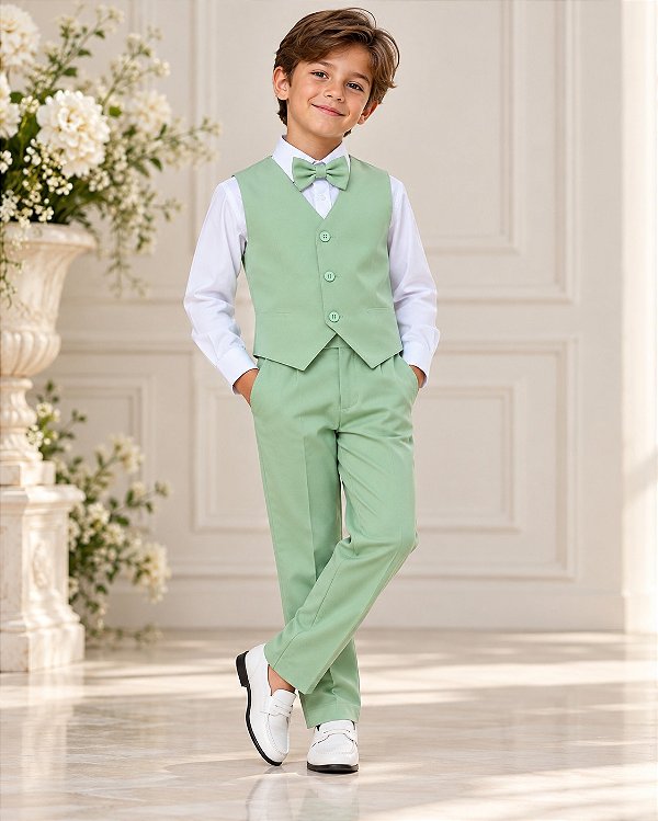 Conjunto Miss Cherry Social Leonardo Colete Verde Menta