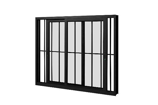 VITRÔ DE CORRER PRETA 2 FOLHAS COM GRADE COD. 1252