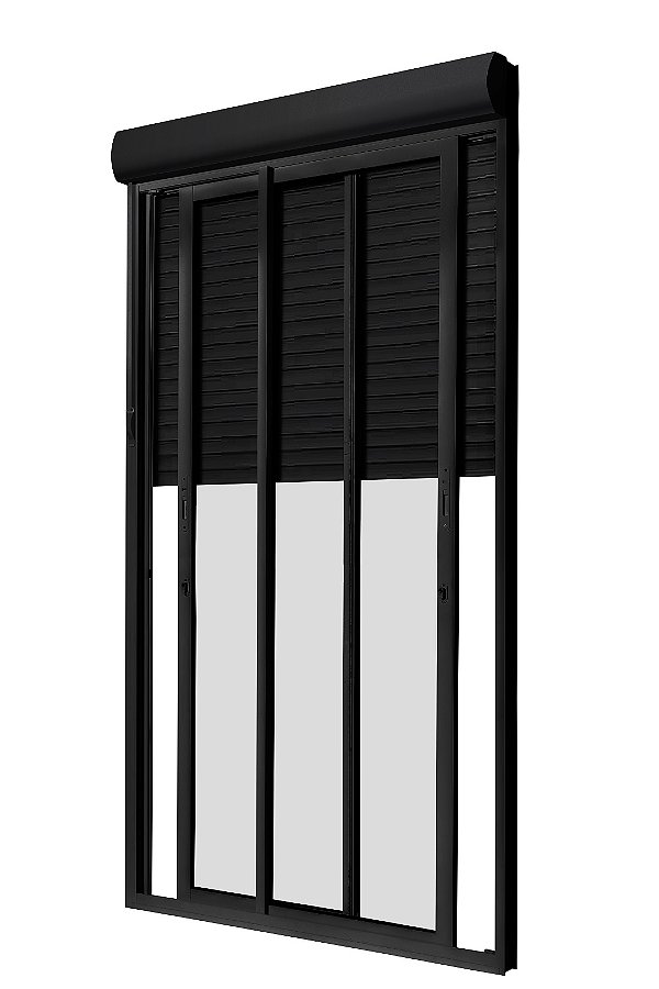 PORTA SACADA COM VENEZIANA INTEGRADA PRETA 2 FOLHAS MÓVEIS SEM TRAVESSA COD. 2086