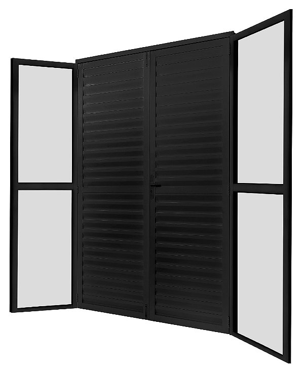 PORTA BALCÃO PRETA DE GIRO VENEZIANA 4 FOLHAS COD. 3496