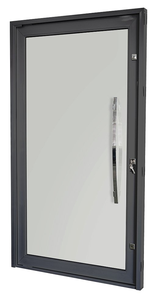 PORTA PIVOTANTE PRETA COM VIDRO INTEIRO COD. 5004