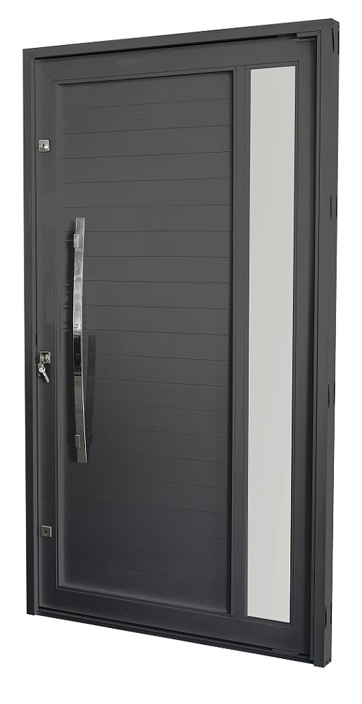 PORTA PIVOTANTE PRETA COM VIDRO LATERAL COD. 5020