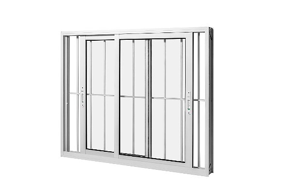 VITRÔ DE CORRER BRANCA COM 2 FOLHAS E COM GRADE COD. 1248