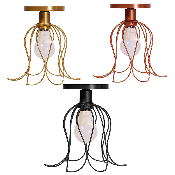 Lustre De Teto Industrial Plafon Retrô Aramado Tulipa