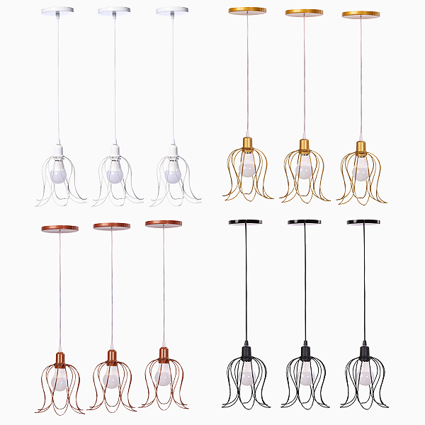 Kit 3 Pendente Luminária Lustre Aramado Tulipa